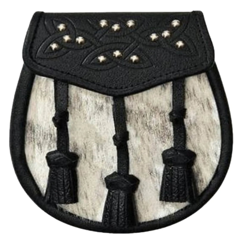 Semi Dress Natural Calfskin 14 Stud Leather Tassel Sporran