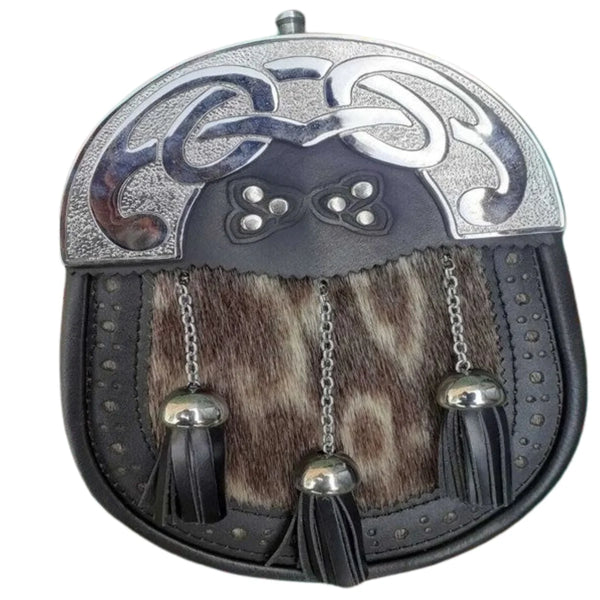 Silver Cantle 3 Tassels Full Dress Leather Sporran