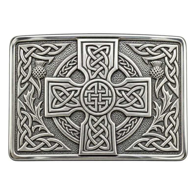 Silver Celtic Cross Kilt Buckle