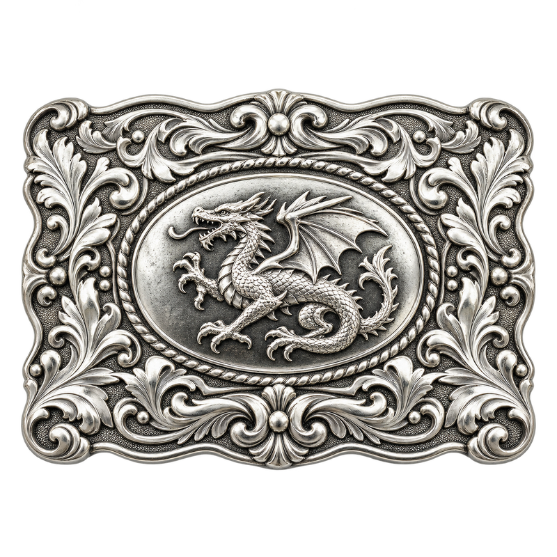 Silver Dragon Kilt Buckle