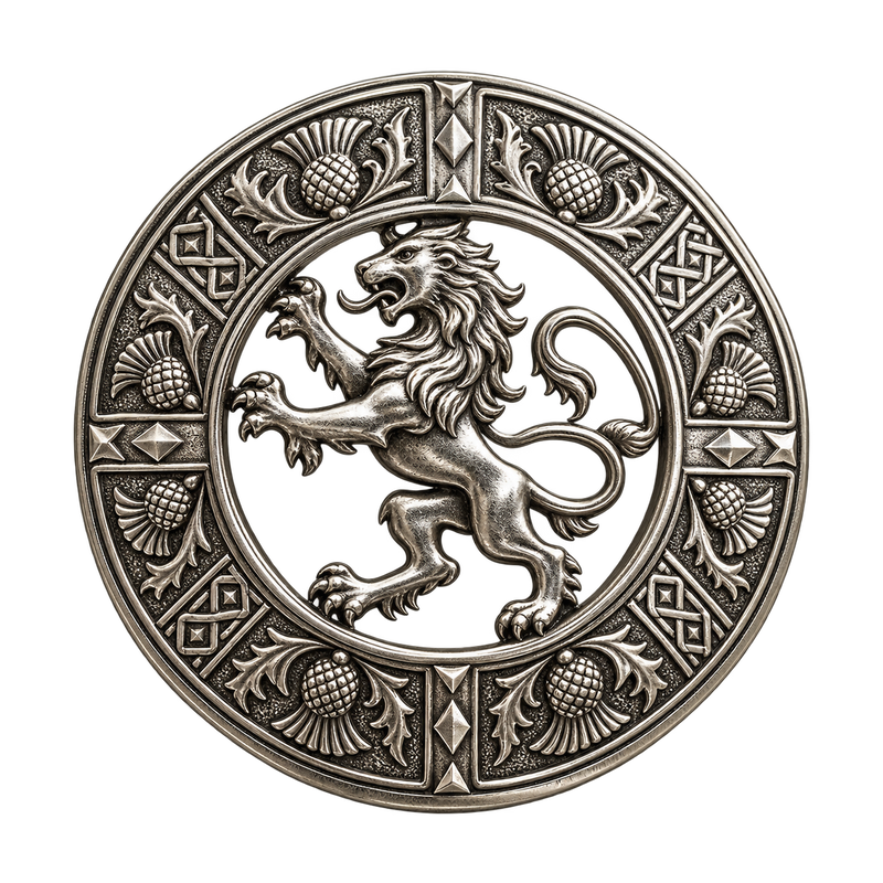 Silver Rampant Kilt Brooch