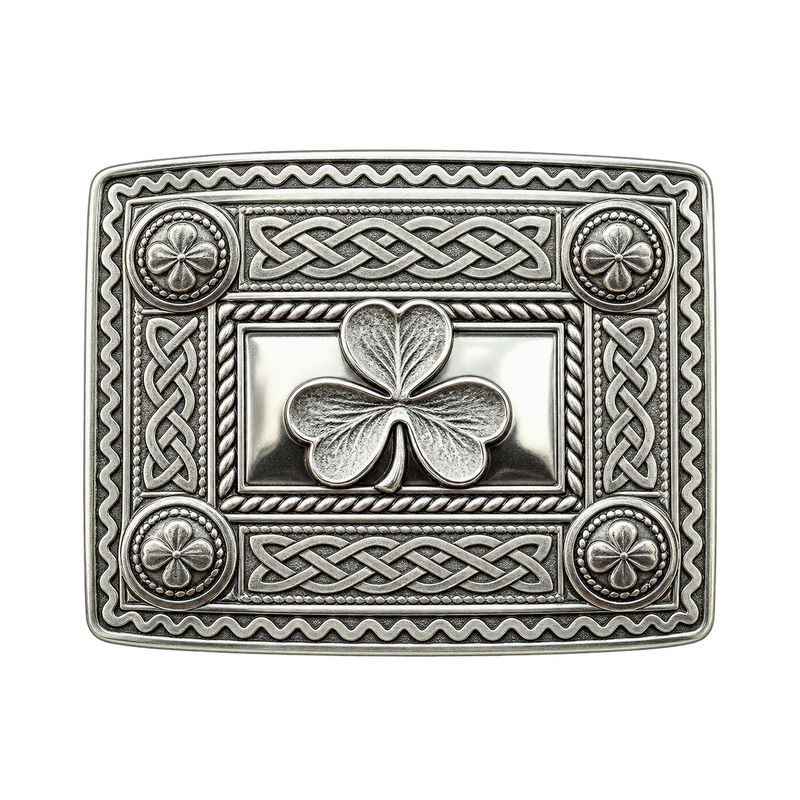 Silver Shamrock Kilt Buckle