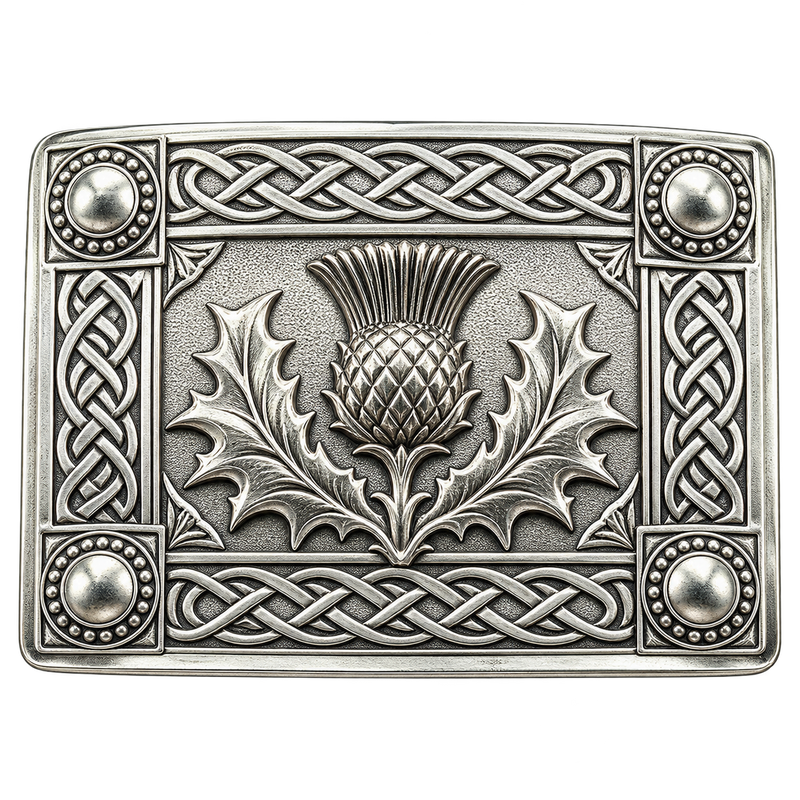 Silver Thistle Kilt Buckle