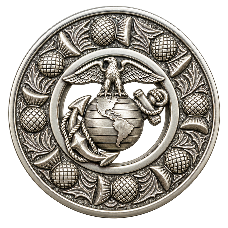 Silver US. Badge Kilt Brooch