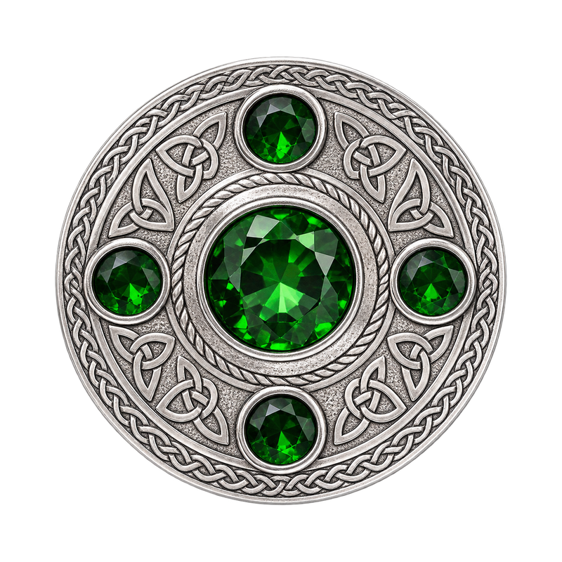 Silver With 5 G-Stone Kilt Brooch