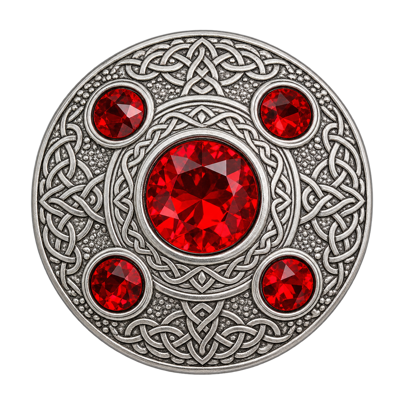 Silver With 5 R-Stone Kilt Brooch