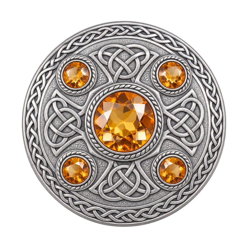 Silver With 5 Y-Stone Kilt Brooch