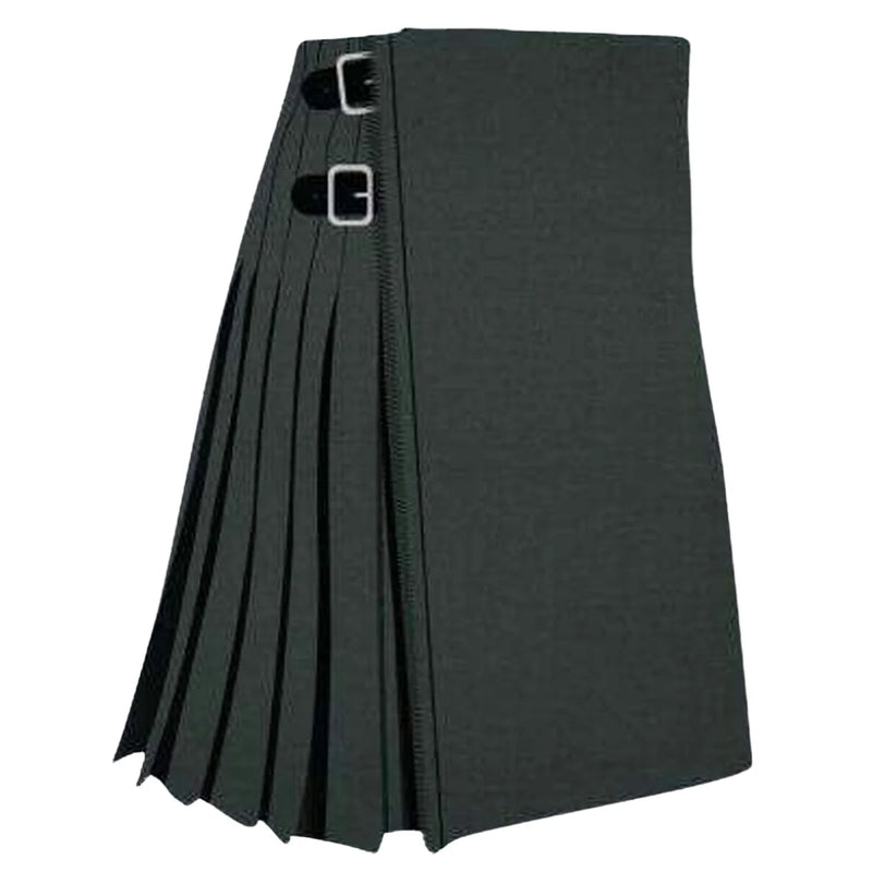Solid Blak Weathered Tartan Kilt