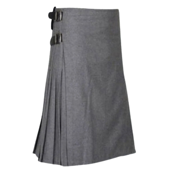 Solid Grey Tartan Kilt for men