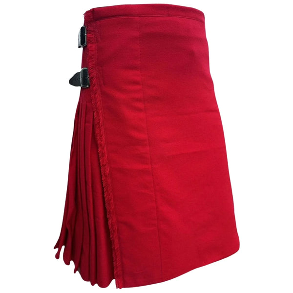 Solid Scarlet Weathered Tartan Kilt