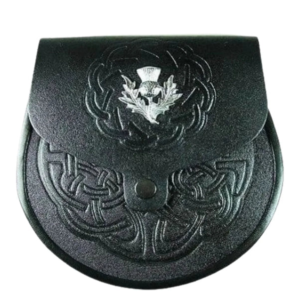 Thistle Crest Embossed Leather Sporran