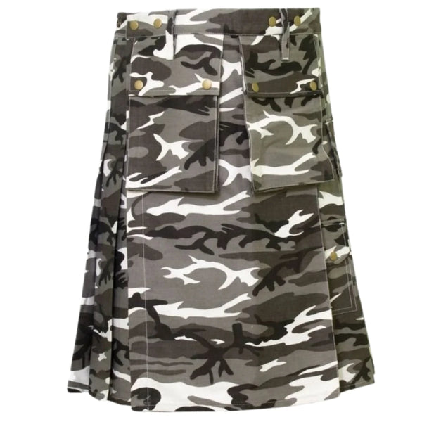 Urban Snow Camouflage Canvas Utility Kilt