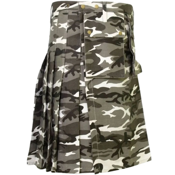 Urban Snow Camouflage Canvas Utility Kilt