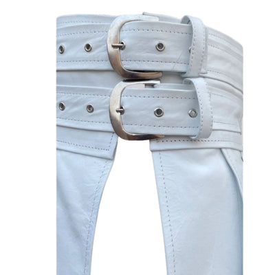 White Warrior Leather Kilt - view 2