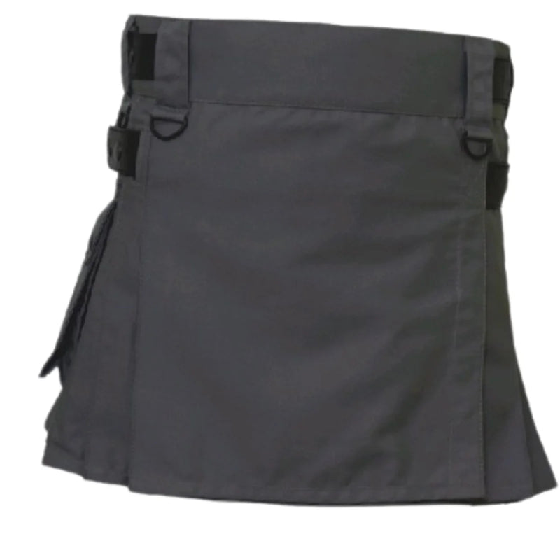 Women Gray color Leather Straps Utility Kilt