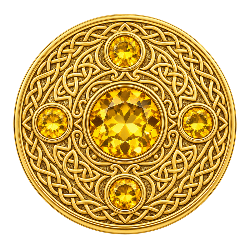 Yellow With 5 Y-Stone Kilt Brooch