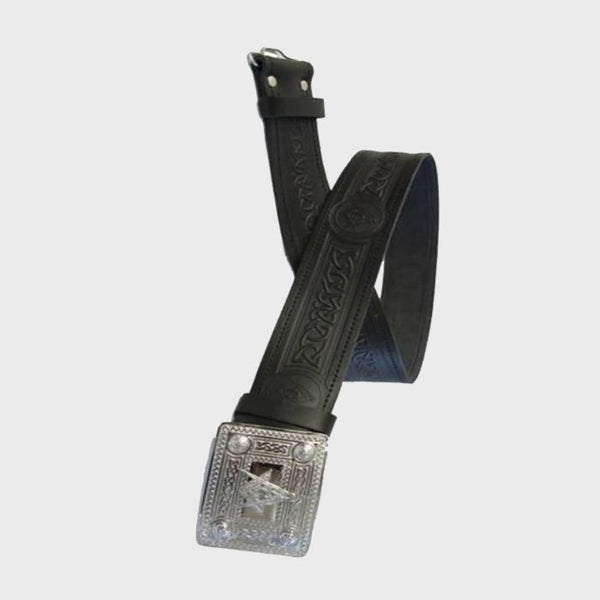 Leather Adjustable Kilt Belt with Celtic Buckle