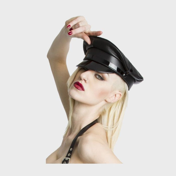 Leather Military Style Cap