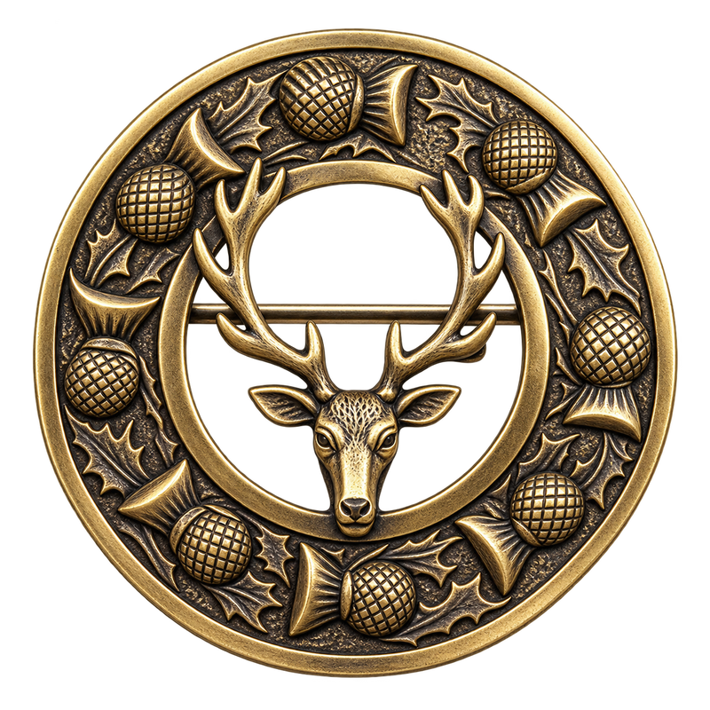 Antique Stag Head Kilt Brooch