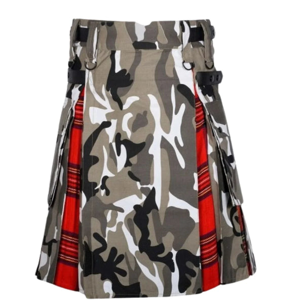 Arban Camo Royal Stewart Tartan Scottish Utility Cargo Hybrid Kilt