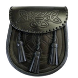 Black Celtic Embossed Leather Sporran