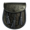 Black Celtic Embossed Leather Sporran