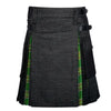 Black Denim Irish Tartan Scottish Utility Cargo Hybrid Kilt