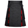 Black Denim Wallace Scottish Utility Cargo Hybrid Kilt