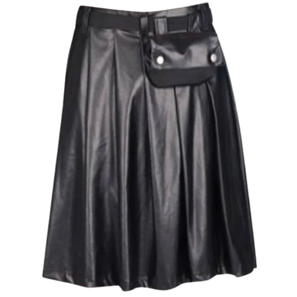 Black Design Scottish Leather Utility Kilt