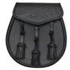 Black Leather Celtic Interweave Knotted Tassel Sporran