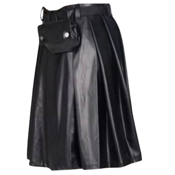 Black Design Scottish Leather Utility Kilt