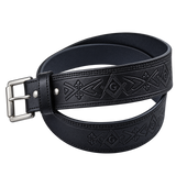 Black Masonic Leather Kilt Belt