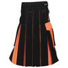 Black & Orange Utility Kilt For Men