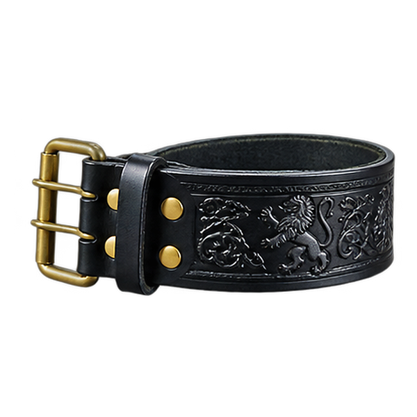 Black Pin Rampant Leather Kilt Belt
