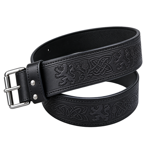 Black Rampant Leather Kilt Belt