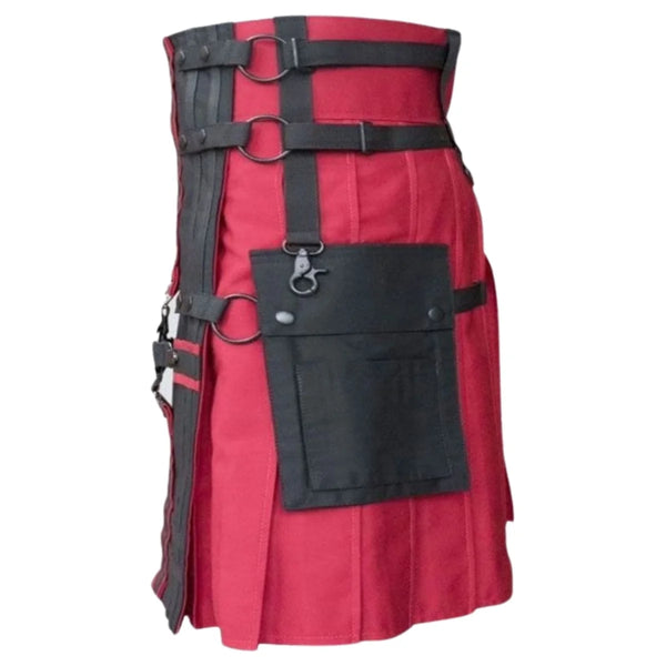 Black & Red Deluxe Hybrid Utility Kilt