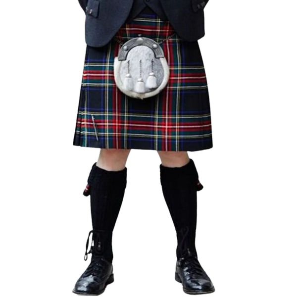Black Stewart Tartan Argyll Kilt Outfit