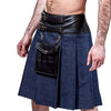 Black Style Leather Denim Kilt