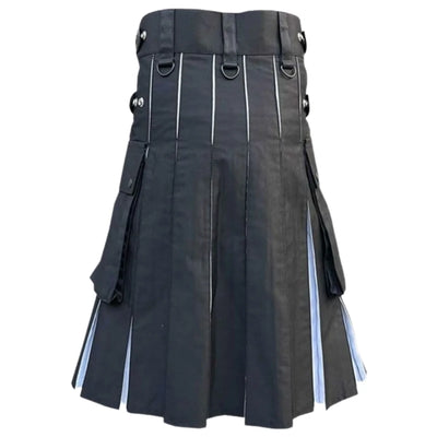 Black & White Simple 2 Side Pocket Utility Kilt - view 3