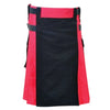 Black and Red Double Tone Kilt With Leather Straps