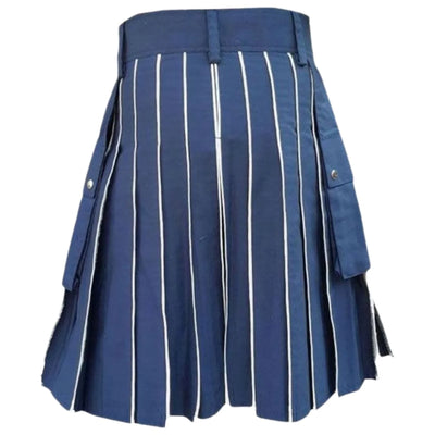 Blue Utility kilt With White line - view 3