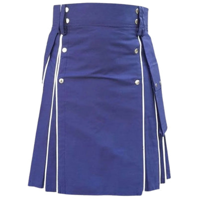 Blue Utility kilt With White line - view 2