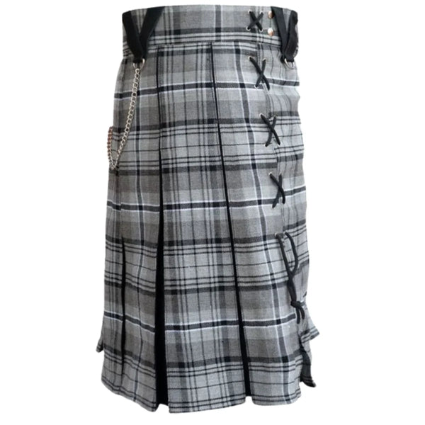 Box Pleated Grey Hamilton Modern Kilt