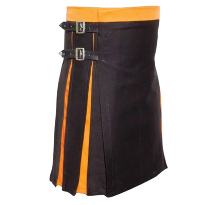 Box Pleated Modern Black And Orange Two Kilt - view 3