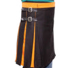 Box Pleated Modern Black And Orange Two Kilt