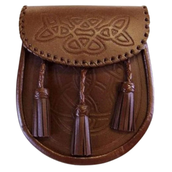 Brown Celtic Embossed Leather Sporran