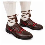 Brown Ghillie Brogue Kilt Shoes With Matching Tartan