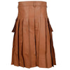 Brown Leather Utility Kilt For Men