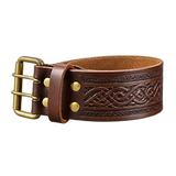 Brown Pin Celtic Leather Kilt Belt