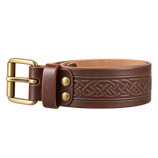 Brown Pin Celtic Knot Leather Kilt Belt